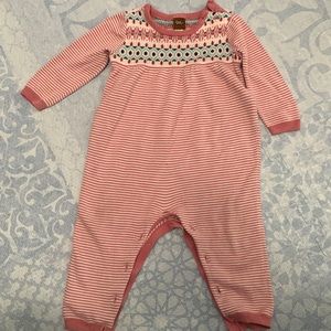 Tea collection cotton knit overall multicolor pink stripes size 6-12 months